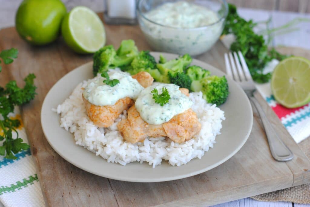 chicken thighs with herb-chile sauce