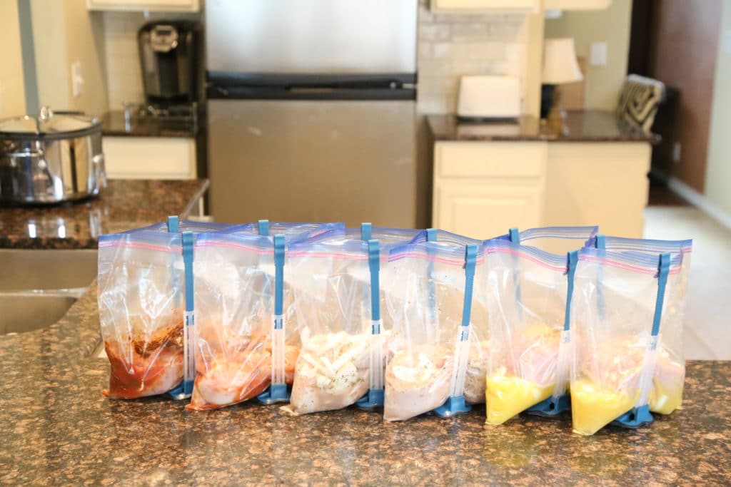 freezer meals in bag stands