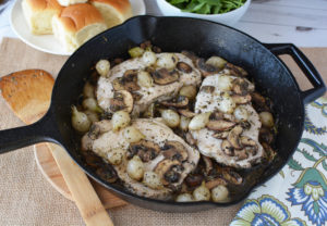 skillet pork chops with mushrooms and pearled onions