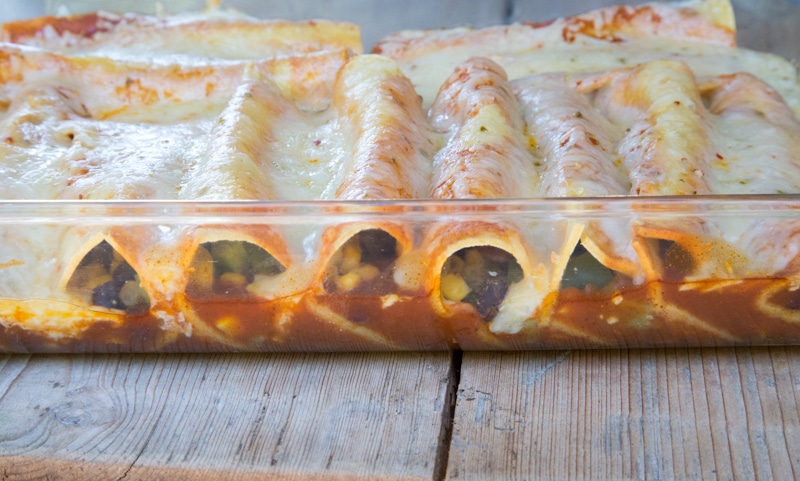 vegetarian recipe for black bean & corn enchiladas